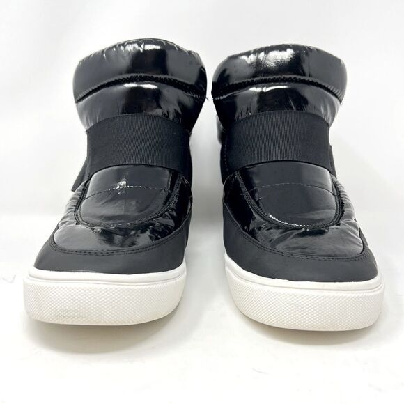 JF Sinead Patent Nylon Black Arctic Lite Strap Puffy Boot High Top Sneaker 10 - Picture 3 of 11